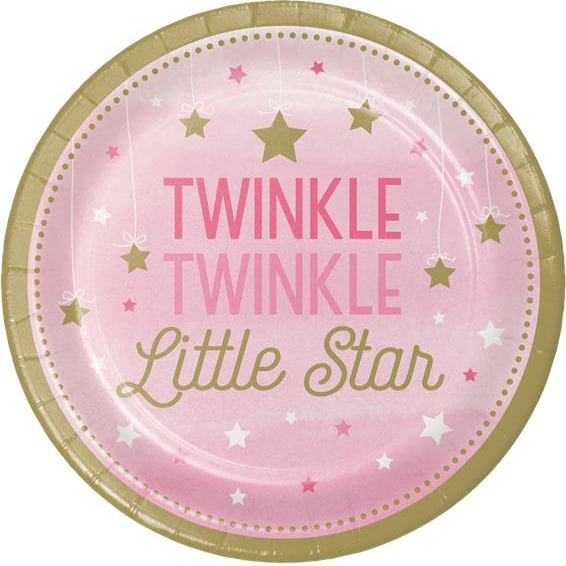 Twinkle Little Star Roze - Bordjes 8 stuks