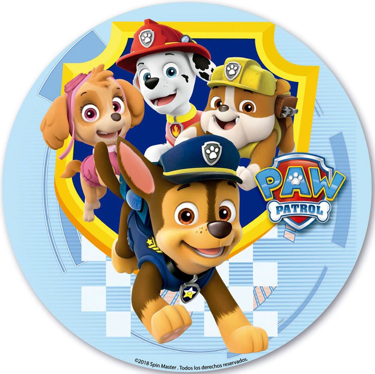 Taartprint Paw Patrol - Suikervrije fondant 20 cm