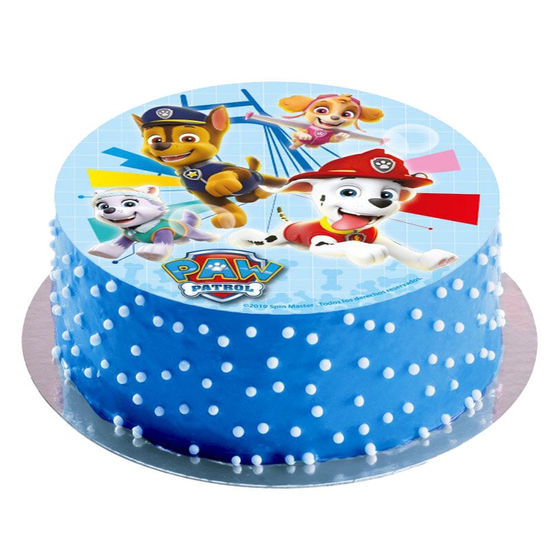 Taartprint Paw Patrol - Suikervrije fondant 16 cm