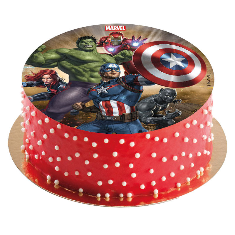 Taartprint Avengers - Suikervrije fondant 16 cm