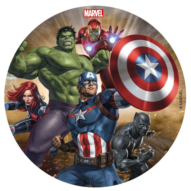 Taartprint Avengers - Suikervrije fondant 16 cm