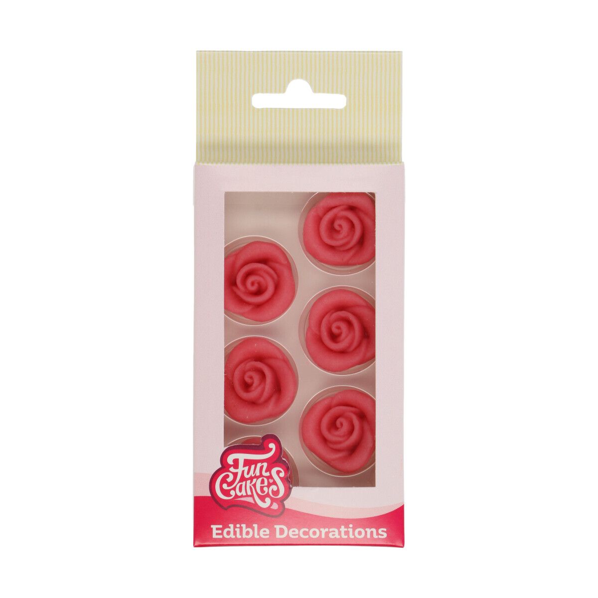 FunCakes - Marsepein Decoratie Rozen Roze 6 stuks