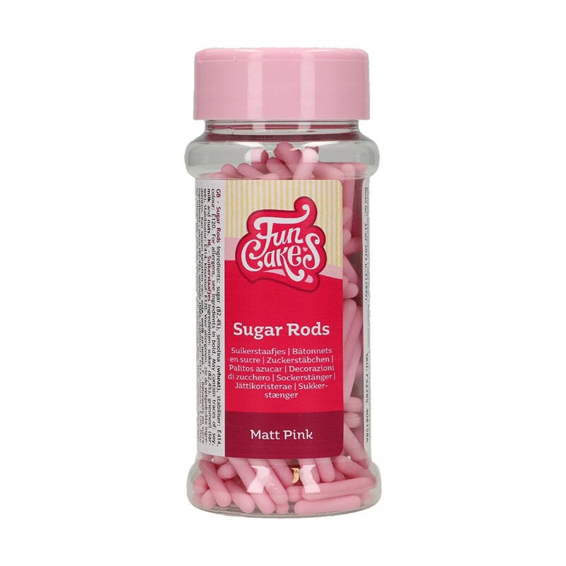 FunCakes - Strooisel Matte Roze Sugar Rods XL 70 g