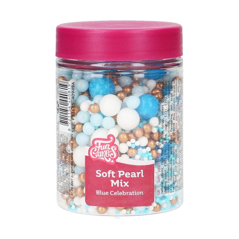 FunCakes Soft Pearls Blauw Mix 80 gram