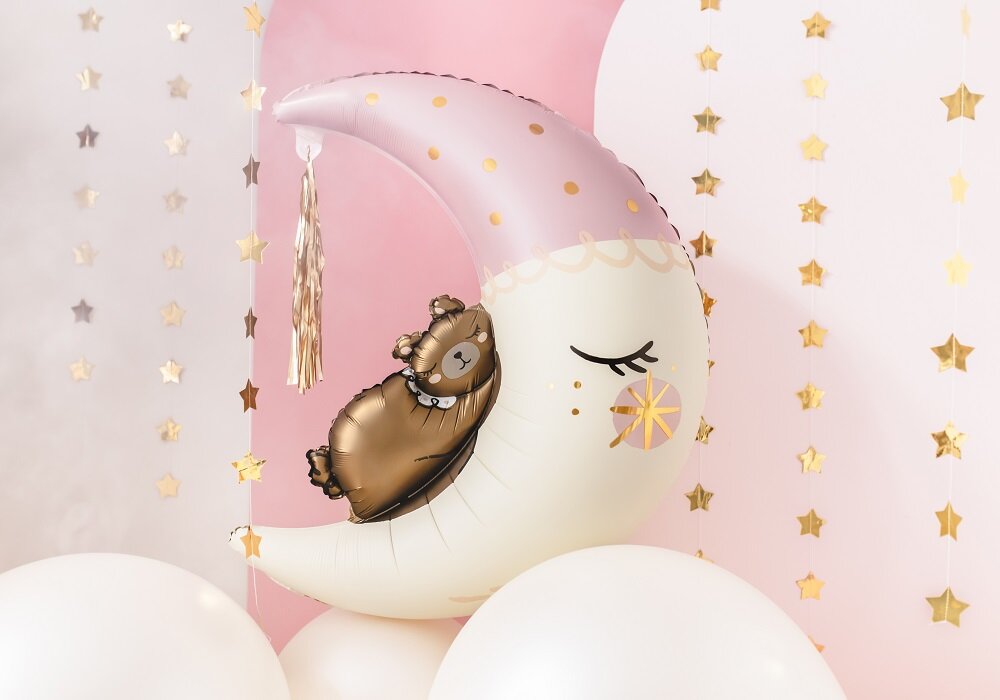 Folieballon - Maansikkel met teddybeer 80 x 98 cm