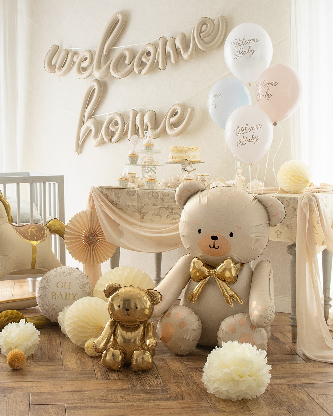Zittende teddybeer folieballon 84 cm
