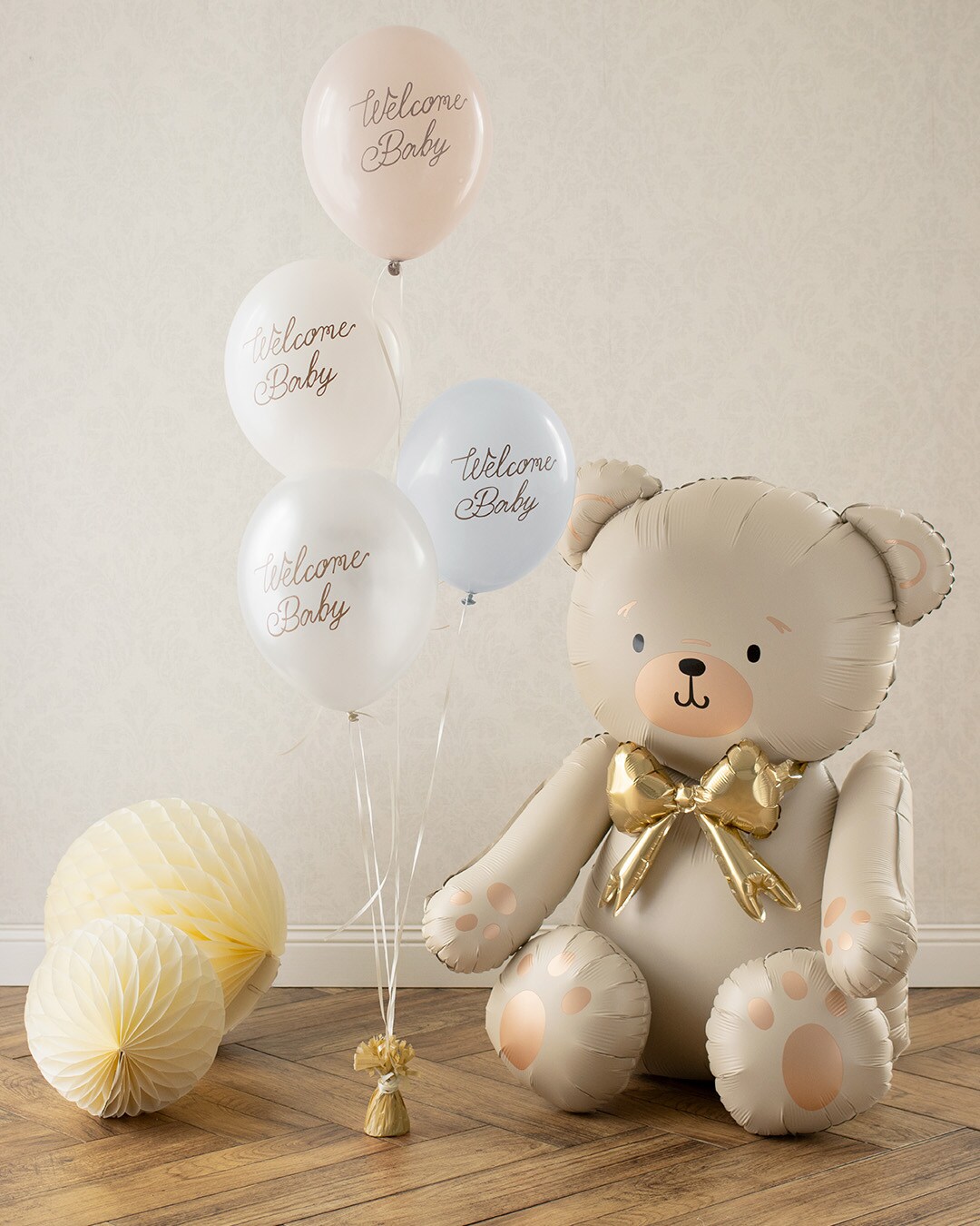 Zittende teddybeer folieballon 84 cm