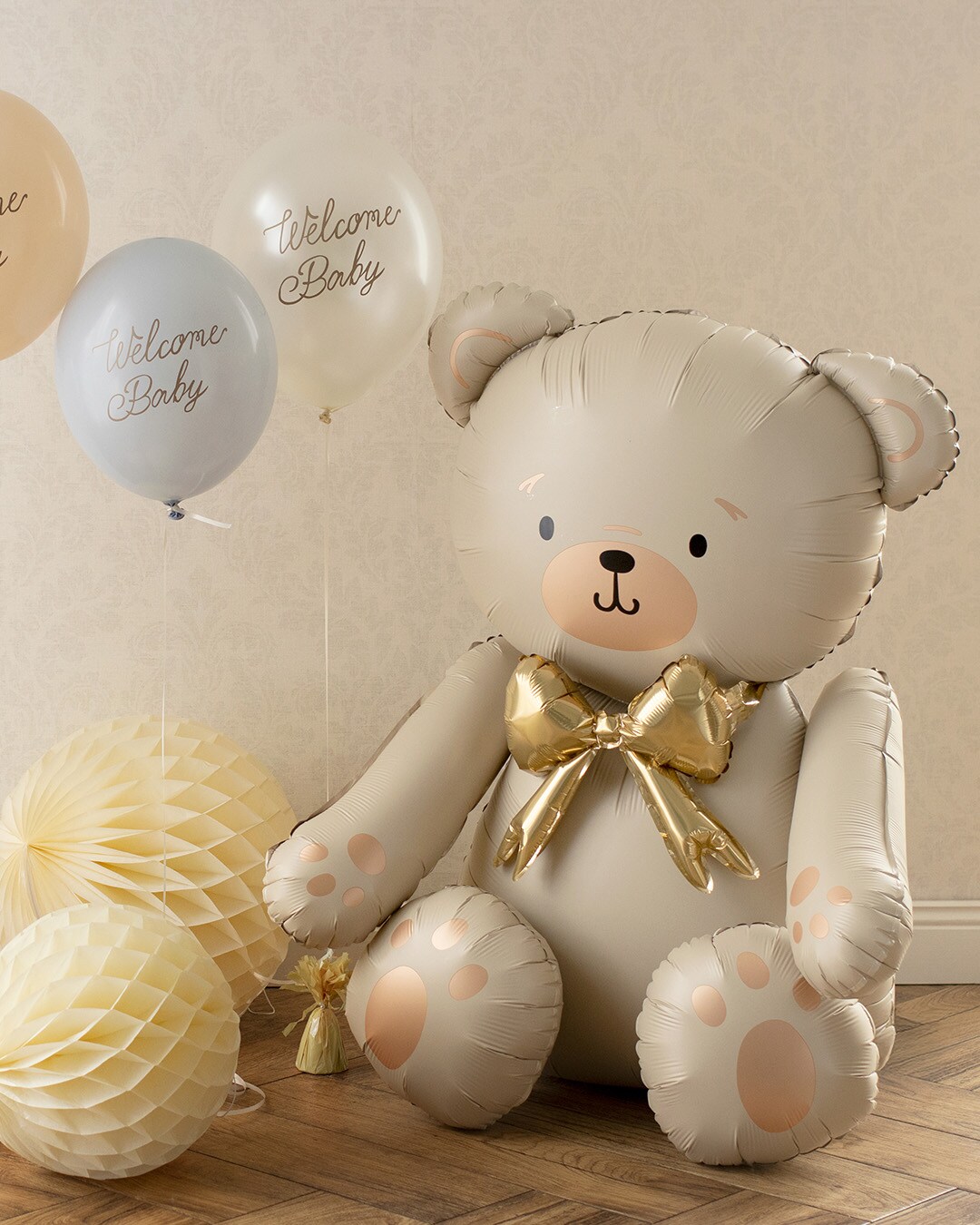Zittende teddybeer folieballon 84 cm
