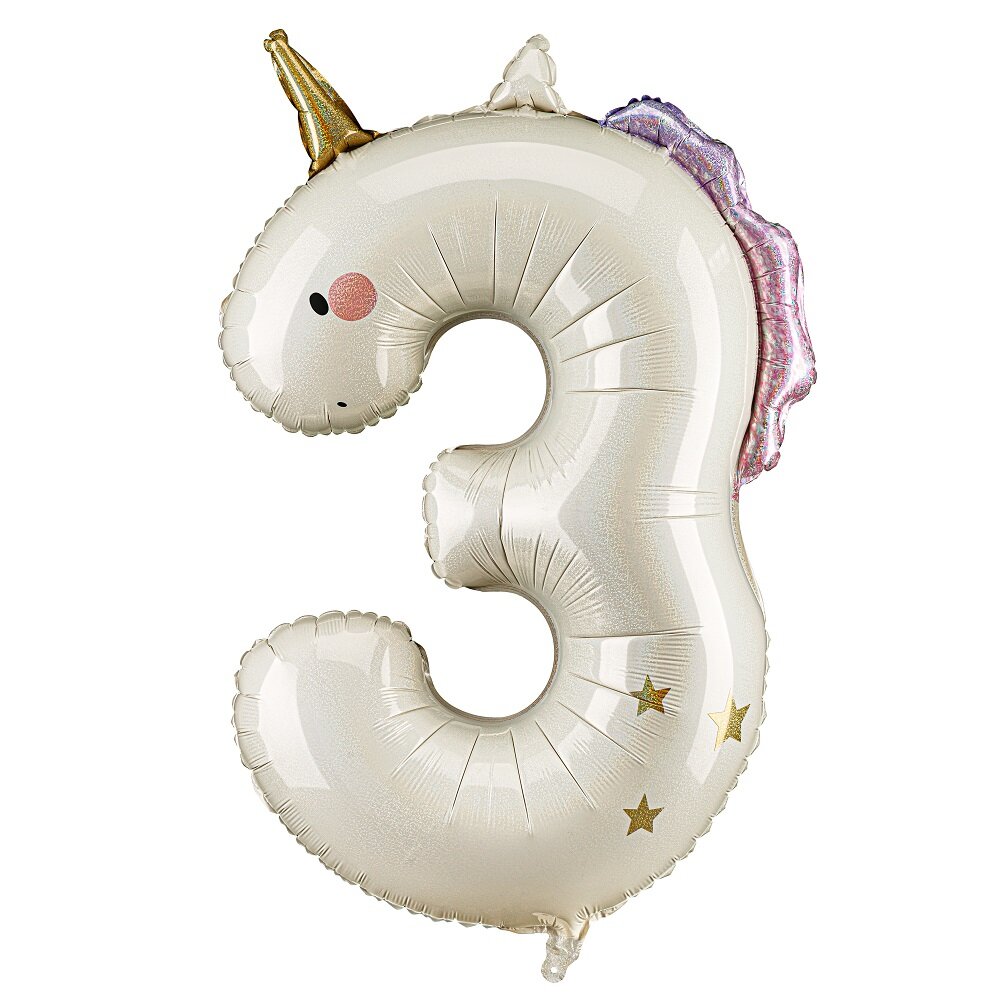Eenhoorn Cijferballon 3 (92 cm)