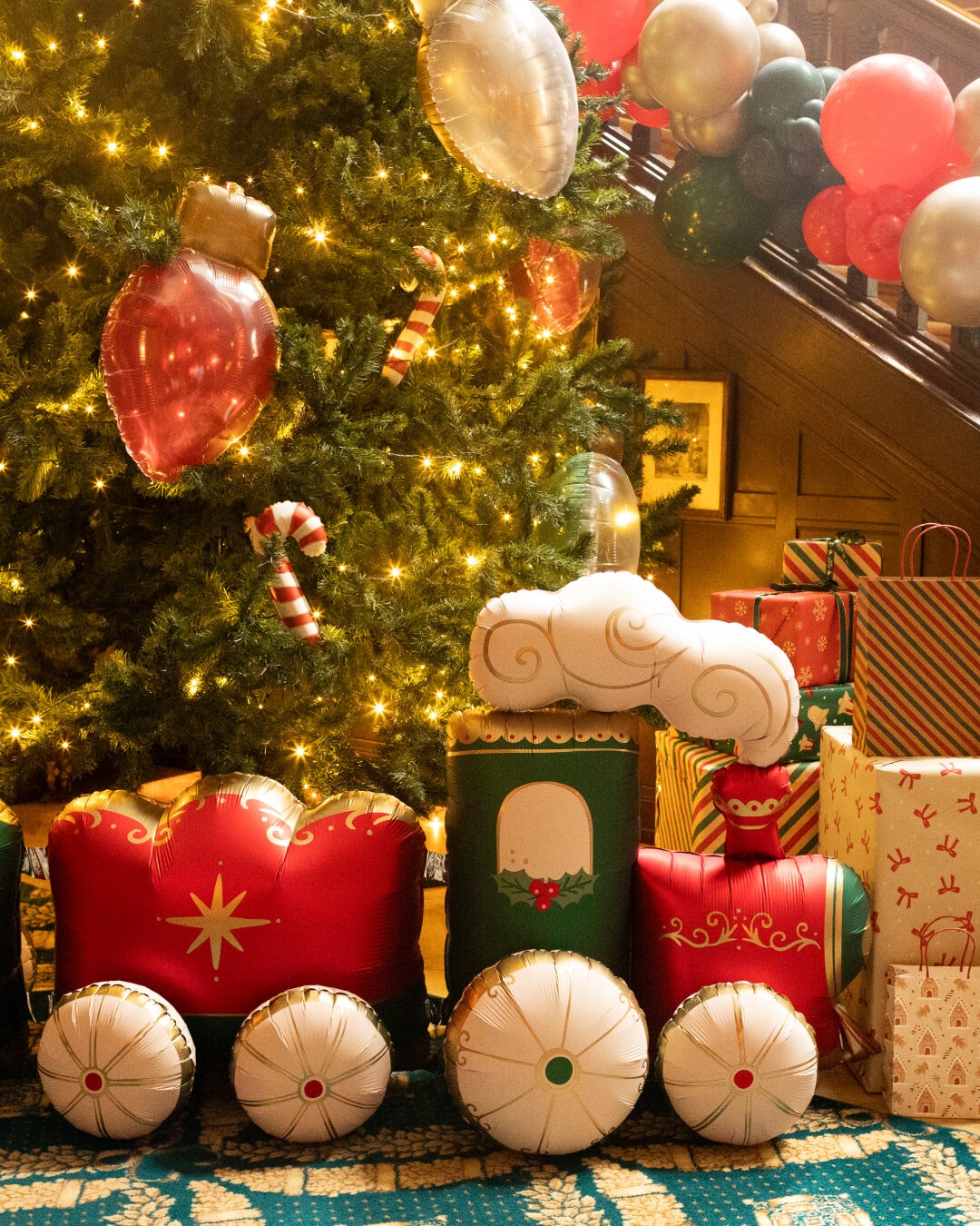 Ballondecoratie Kersttrein XXL 221 cm