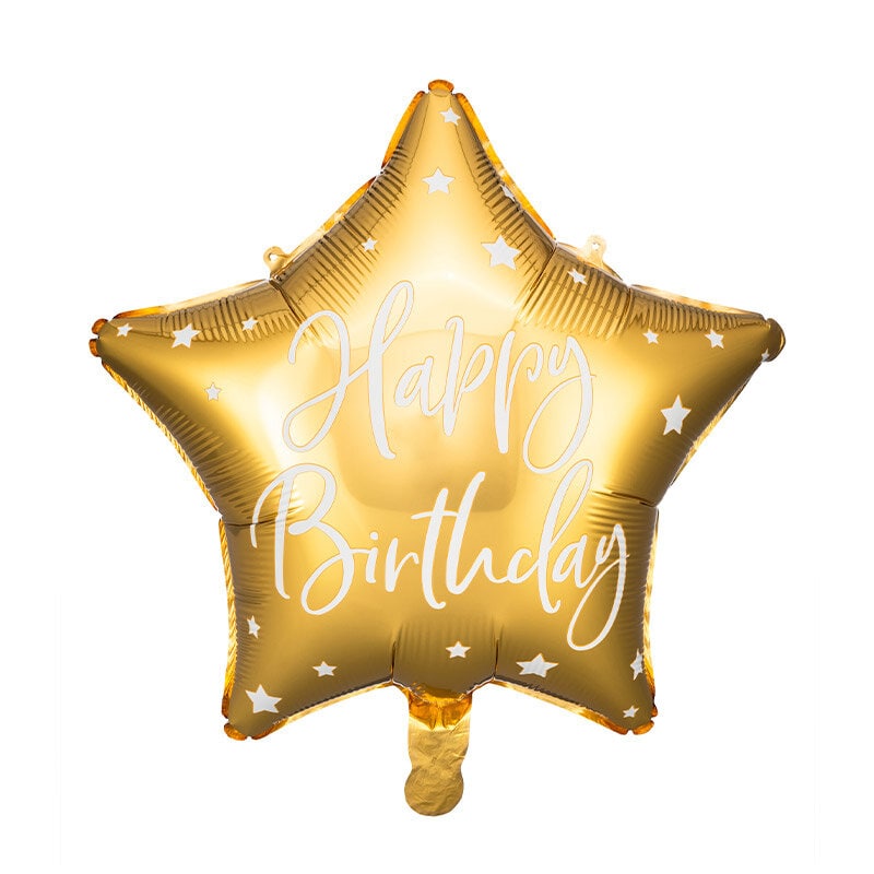 Folieballon Goud, Happy Birthday