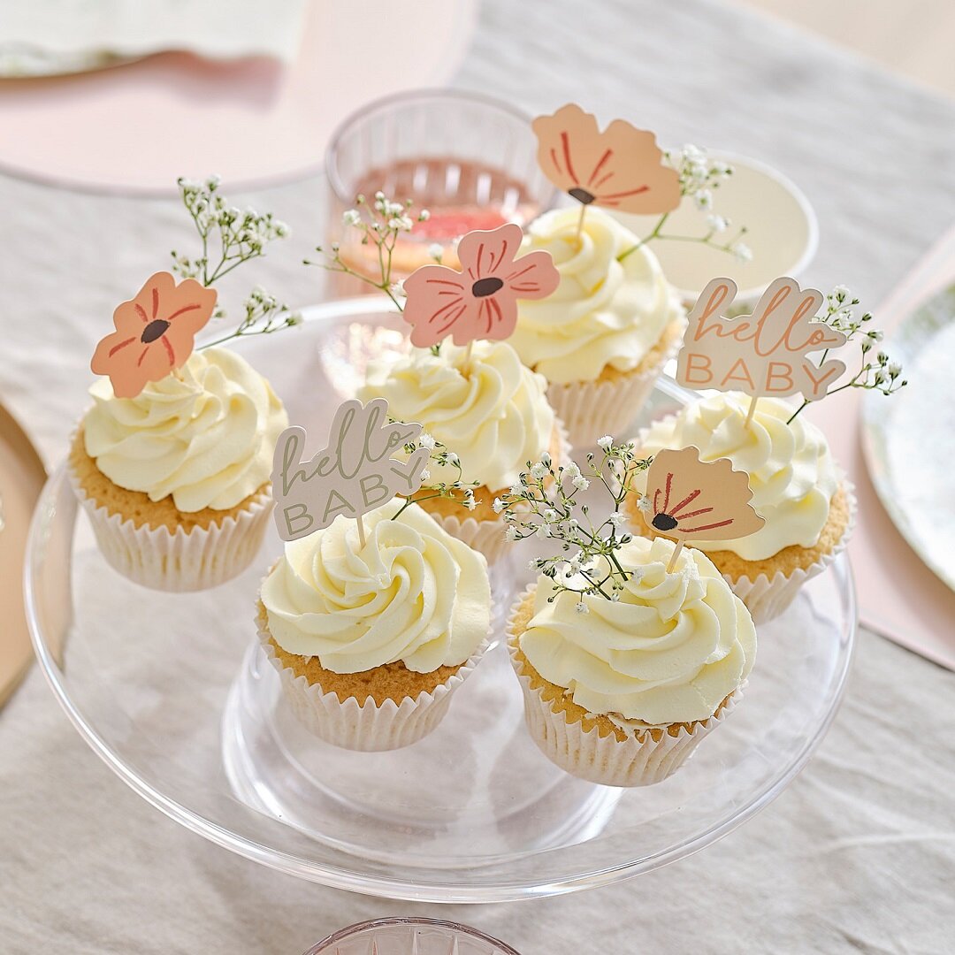 Floral Baby - Cupcake Toppers 12 stuks