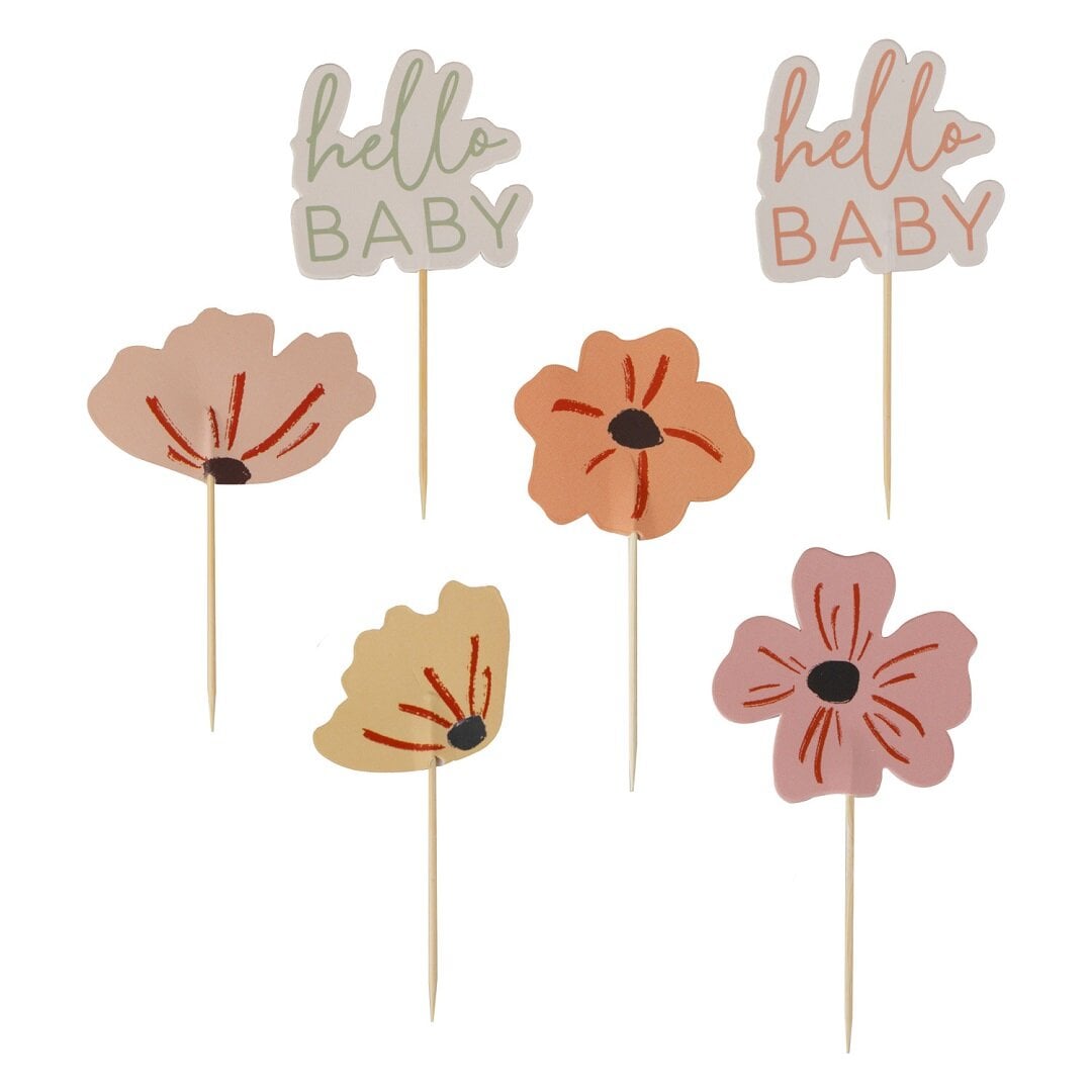 Floral Baby - Cupcake Toppers 12 stuks