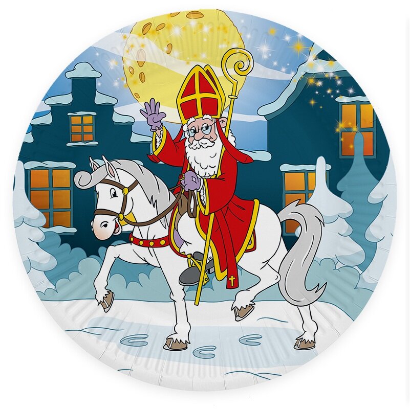 Papieren Borden Sinterklaas 8 stuks