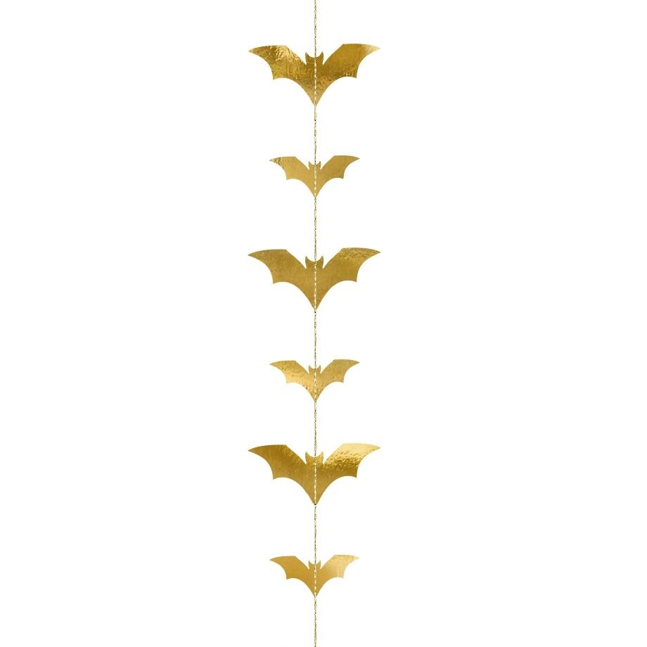 Halloweendecoratie Hangende Vleermuizen in Goud 150 cm