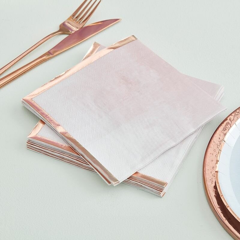 Servetten Pastel met rosé goud 16 stuks