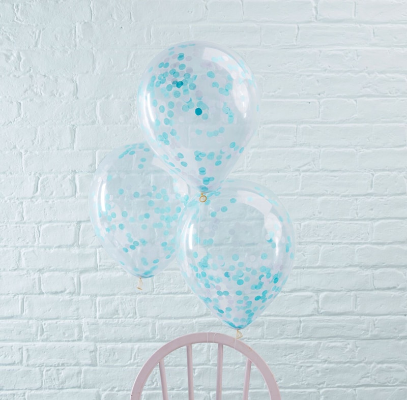 Ballonnen Blauwe Confetti 5 stuks