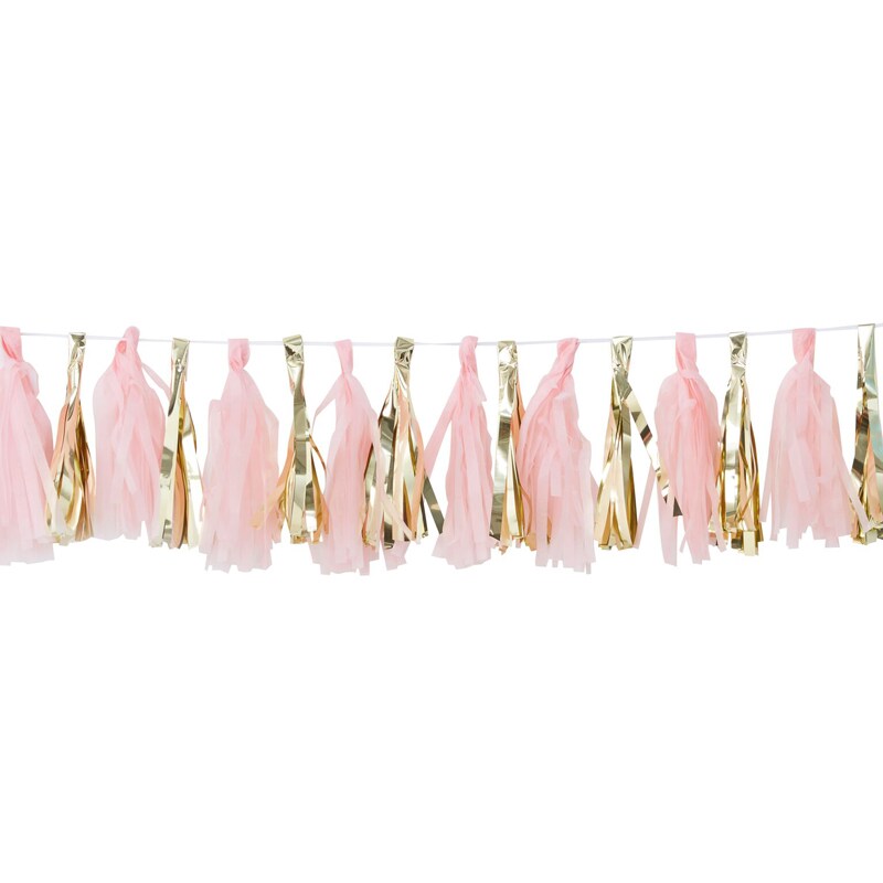 Oh Baby - Slinger met kwastjes in roze en goud