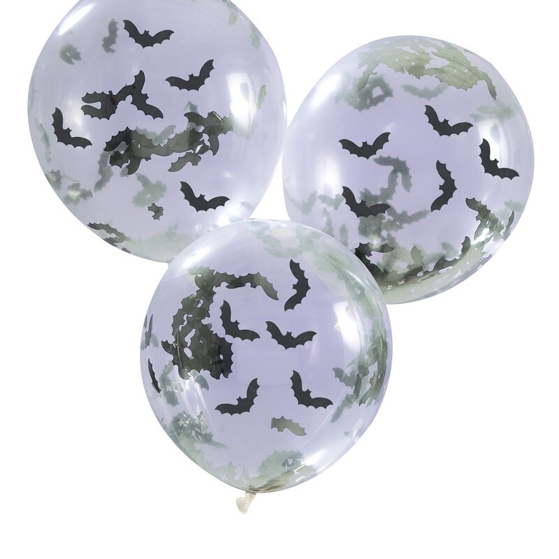 Ballonnen met vleermuis confetti 5 stuks