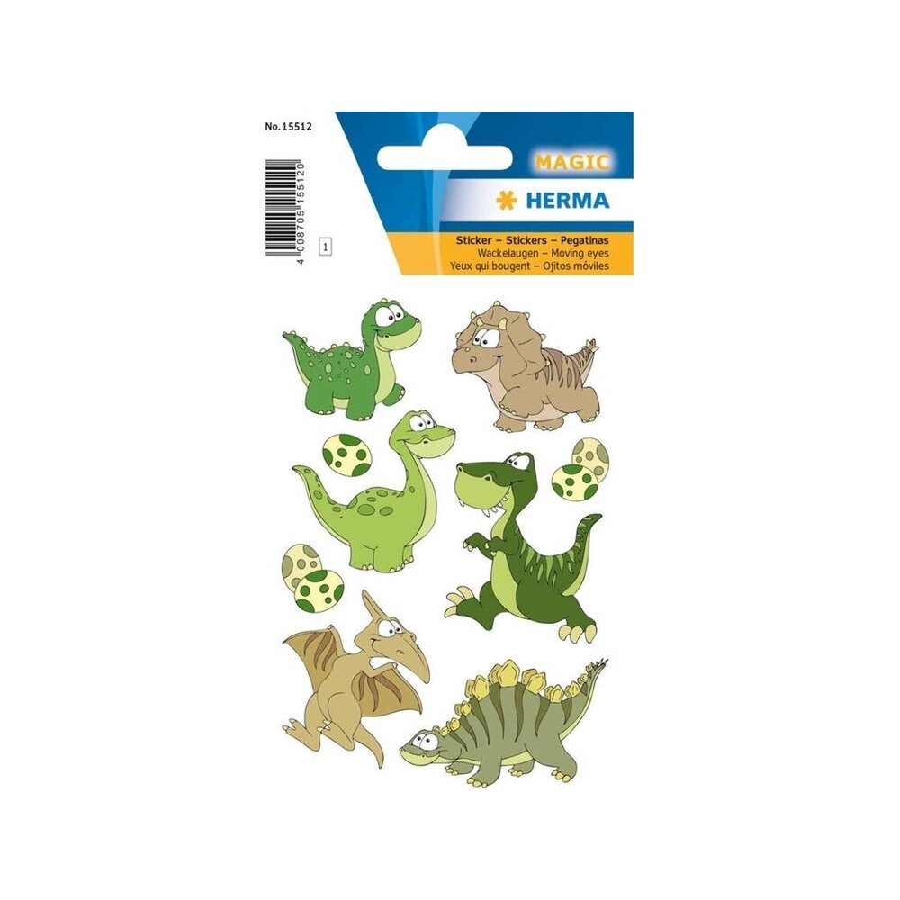 Stickers - Dinosaurussen met 3D-ogen 9 stuks