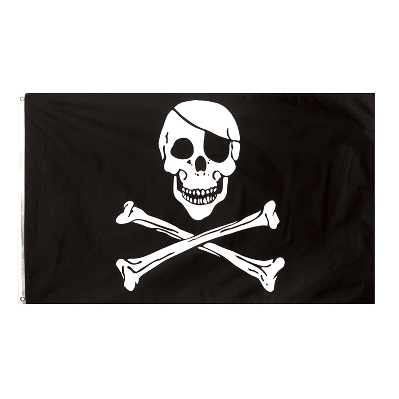 Piratenvlag in stof, Jolly Roger 90 x 150 cm