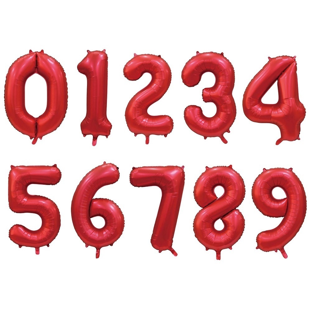 Cijferballonnen Satijnrood 86 cm