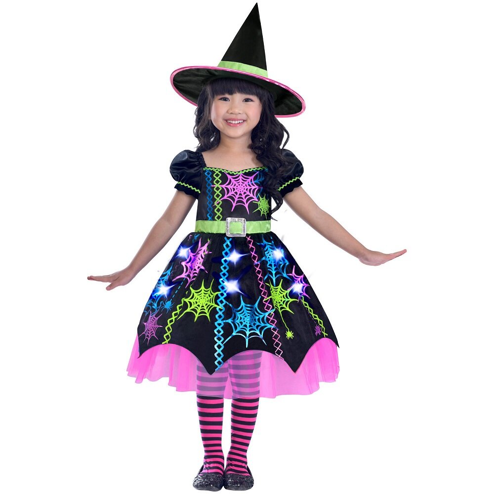 Neon Spider Witch Kostuum Kind 3-6 jaar