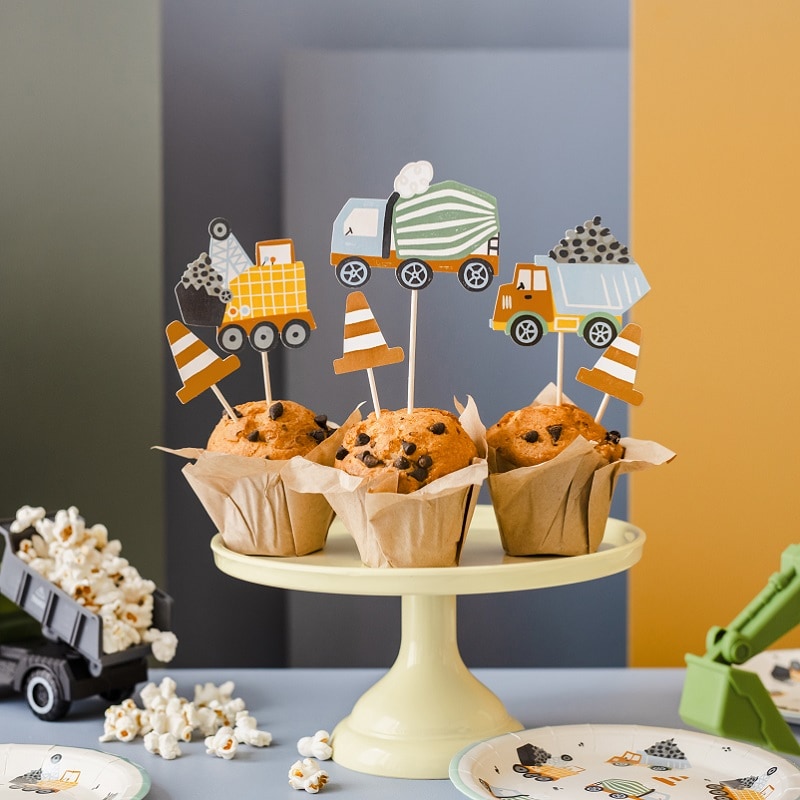 Bouwplaats - Caketoppers 6 stuks