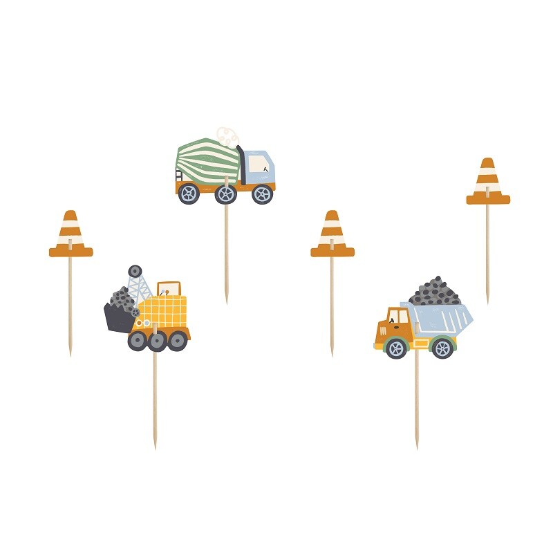 Bouwplaats - Caketoppers 6 stuks