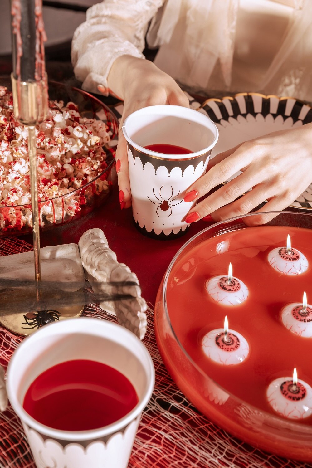 Halloween bekers met gouden spin 6 stuks