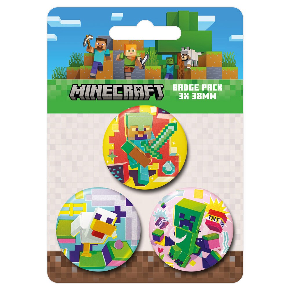 Minecraft Buttons 3 stuks