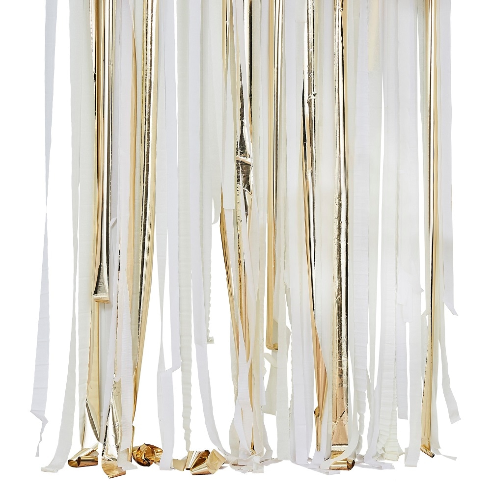 Deurgordijnen in goud/wit
