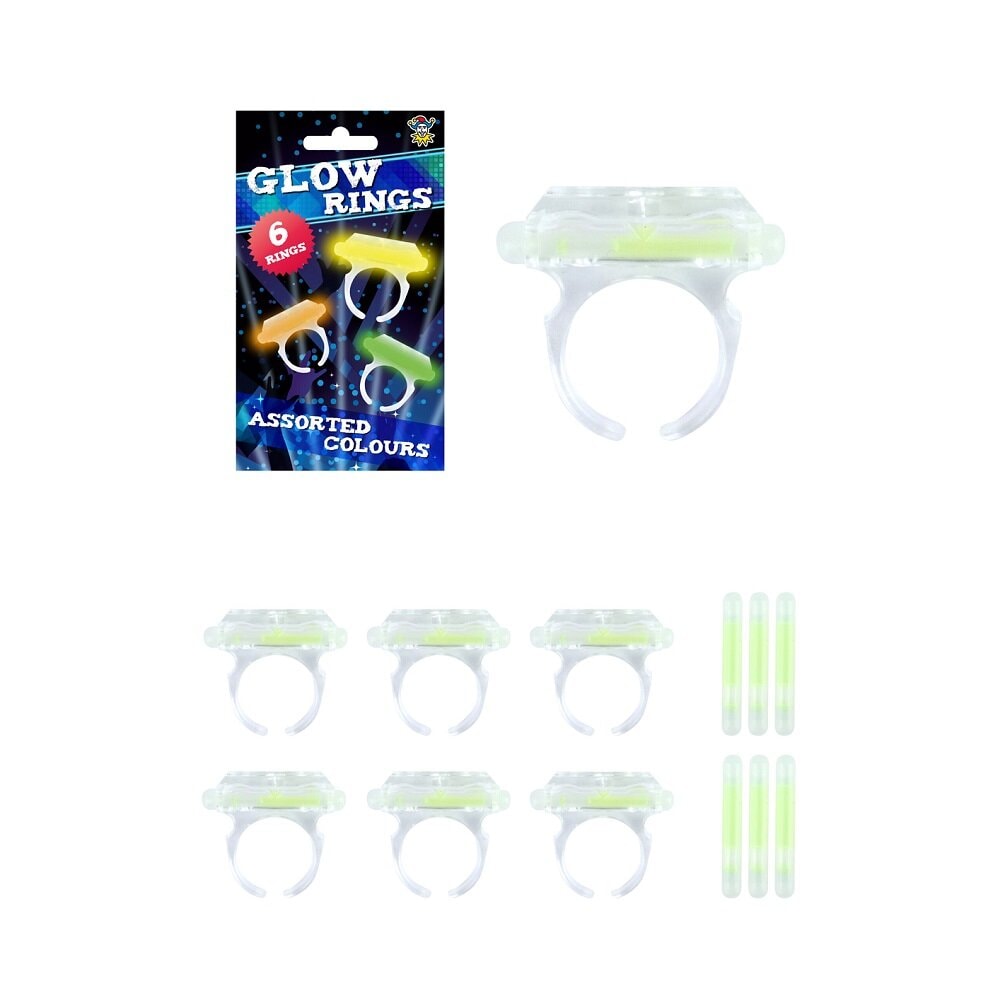 Glow in the dark ringen 6 stuks
