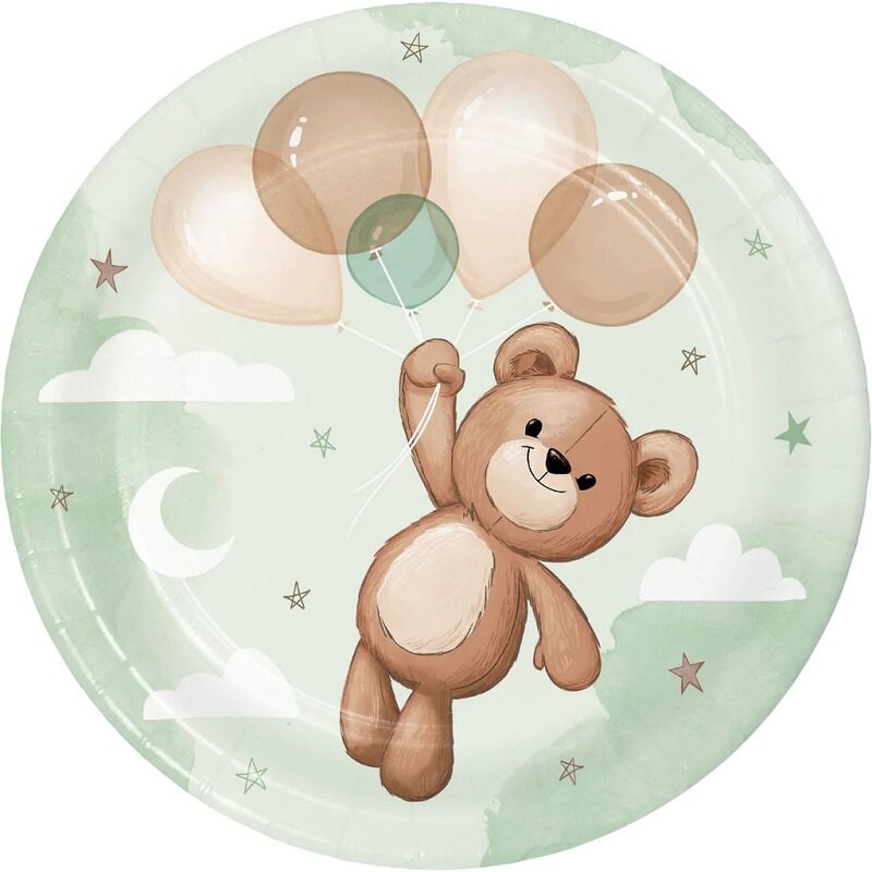 Teddybeer Babyshower - Bordjes, 18 cm 8 stuks