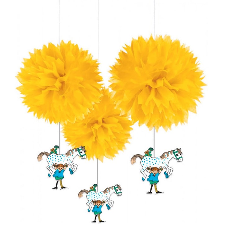 Pippi Langkous - Pom Pom decoraties 3 stuks