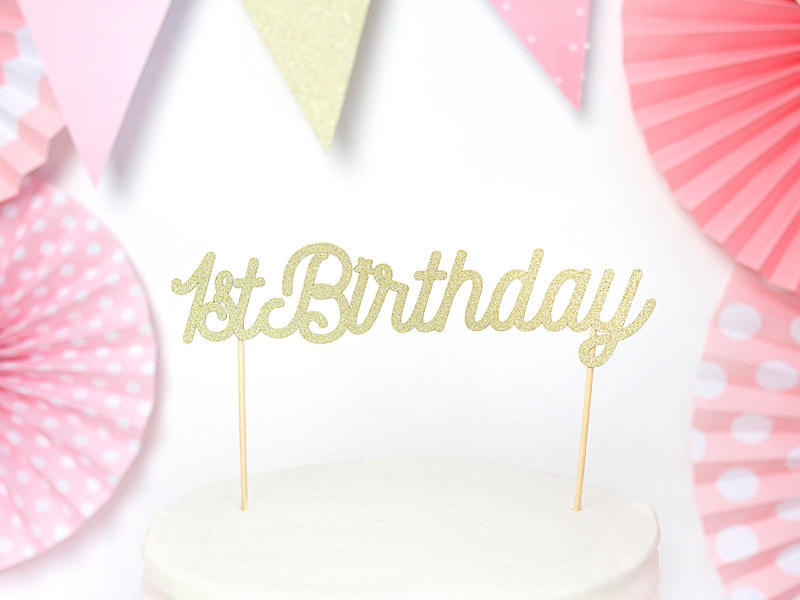 Cake Topper 1st Birthday in goud