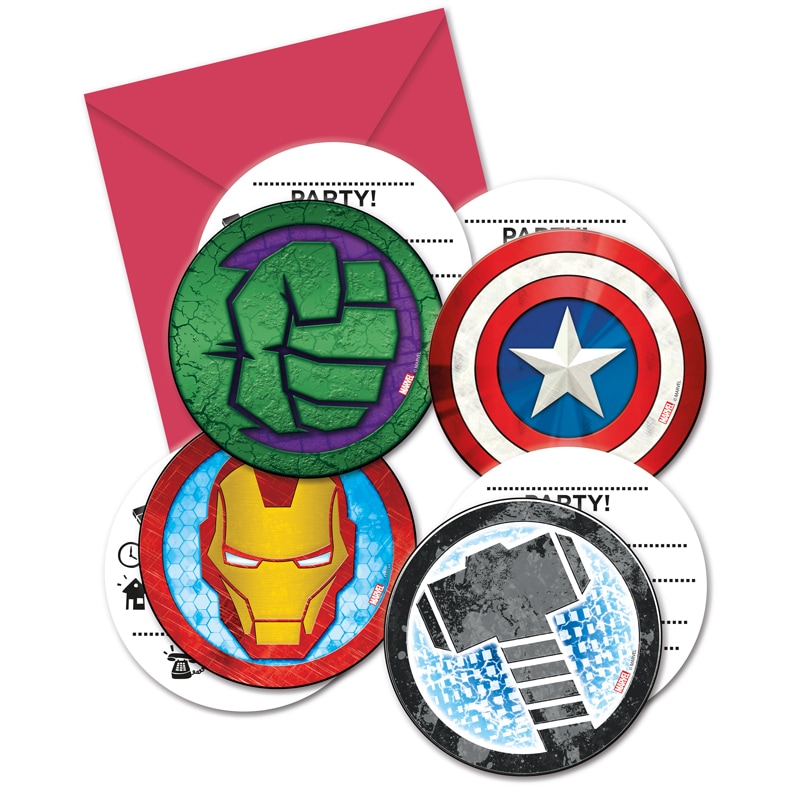 Mighty Avengers - Uitnodigingskaartjes 6 stuks