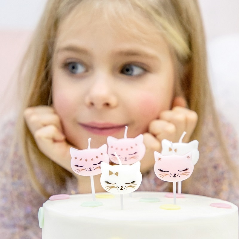 Taartkaarsjes Katten 6 stuks