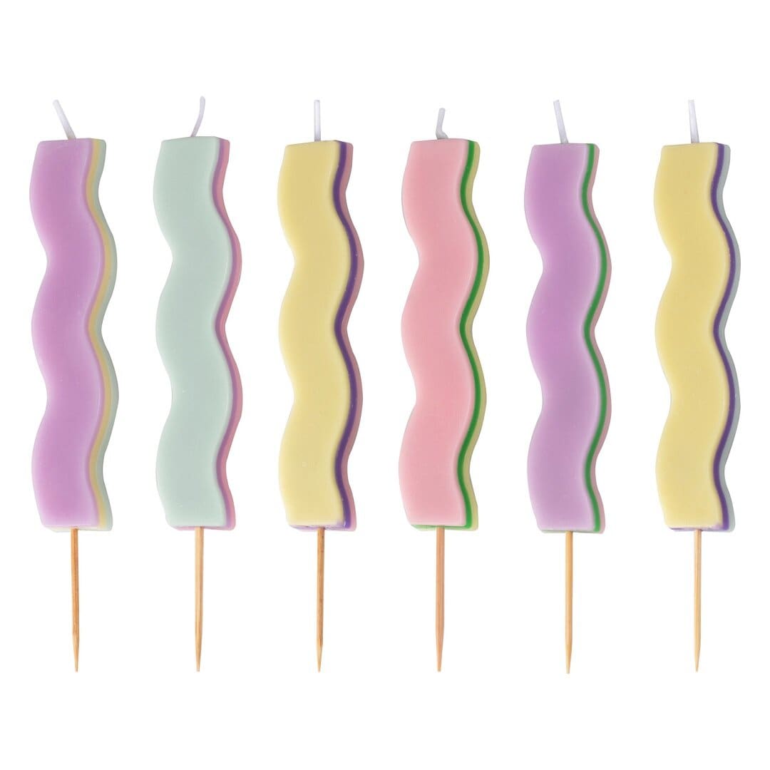 Golvende Taartkaars Pastelkleuren 6 stuks