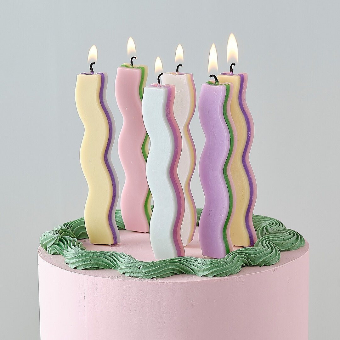 Golvende Taartkaars Pastelkleuren 6 stuks