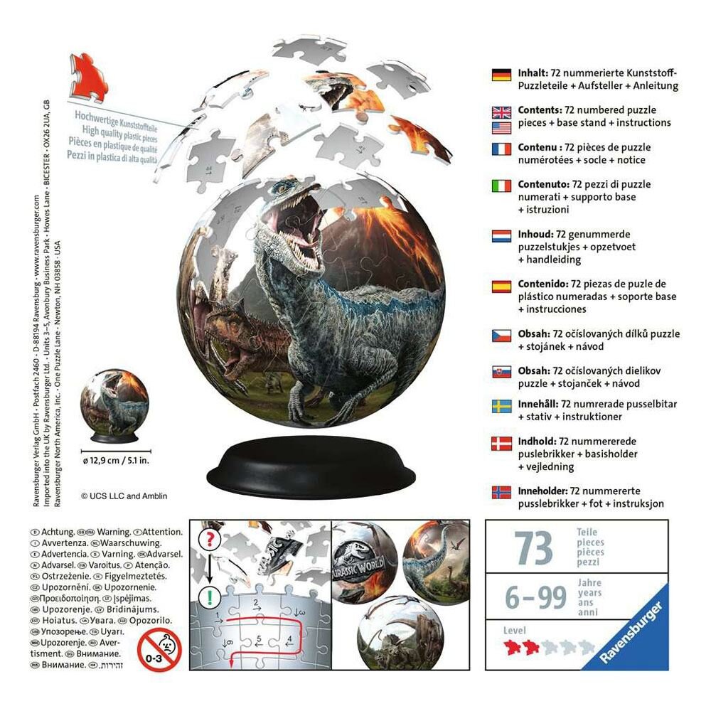 Ravensburger 3D Puzzel - Jurassic World 72 stukjes