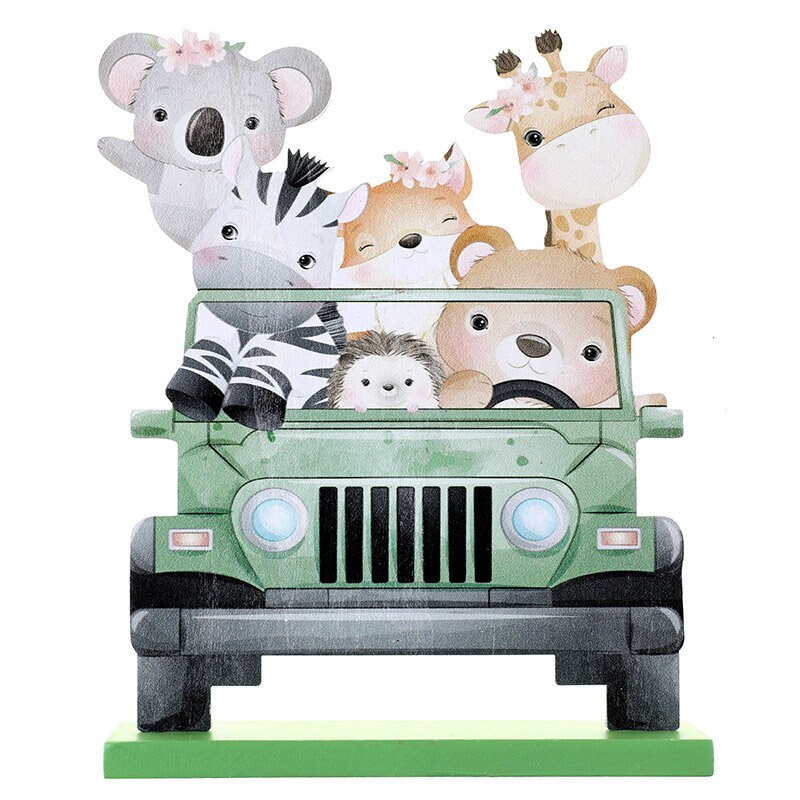 Baby Safari - 2D Tafeldecoratie in hout 18,5 cm