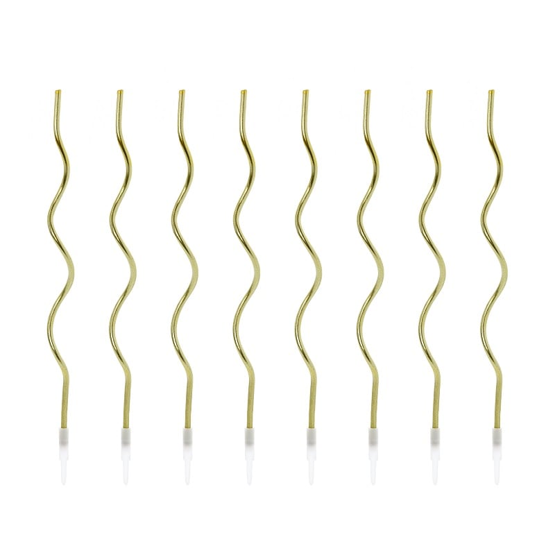 Taartkaarsen - Wavy metallic goud 6 stuks