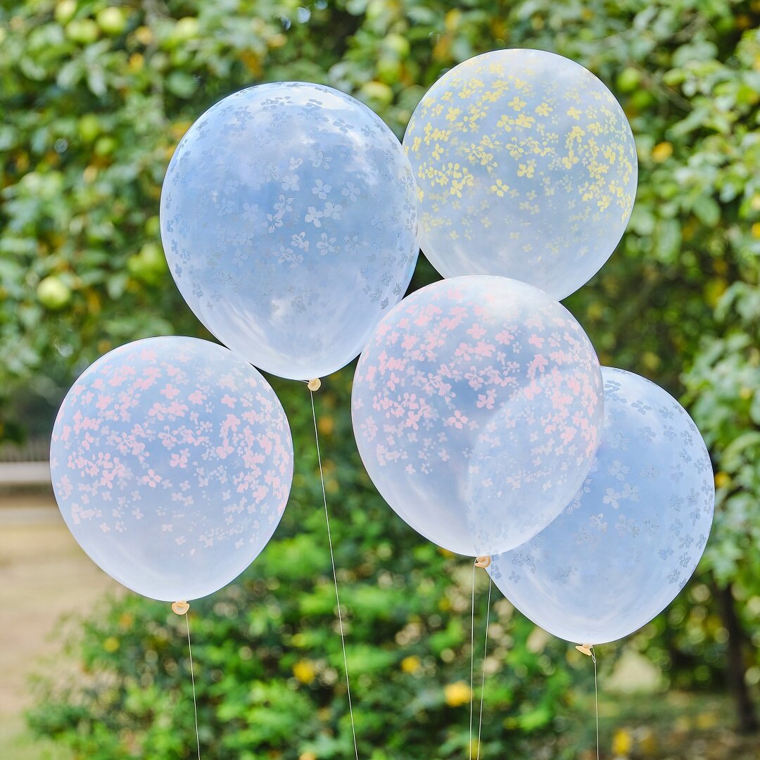 Ballonnen met kleine bloemen 5 stuks