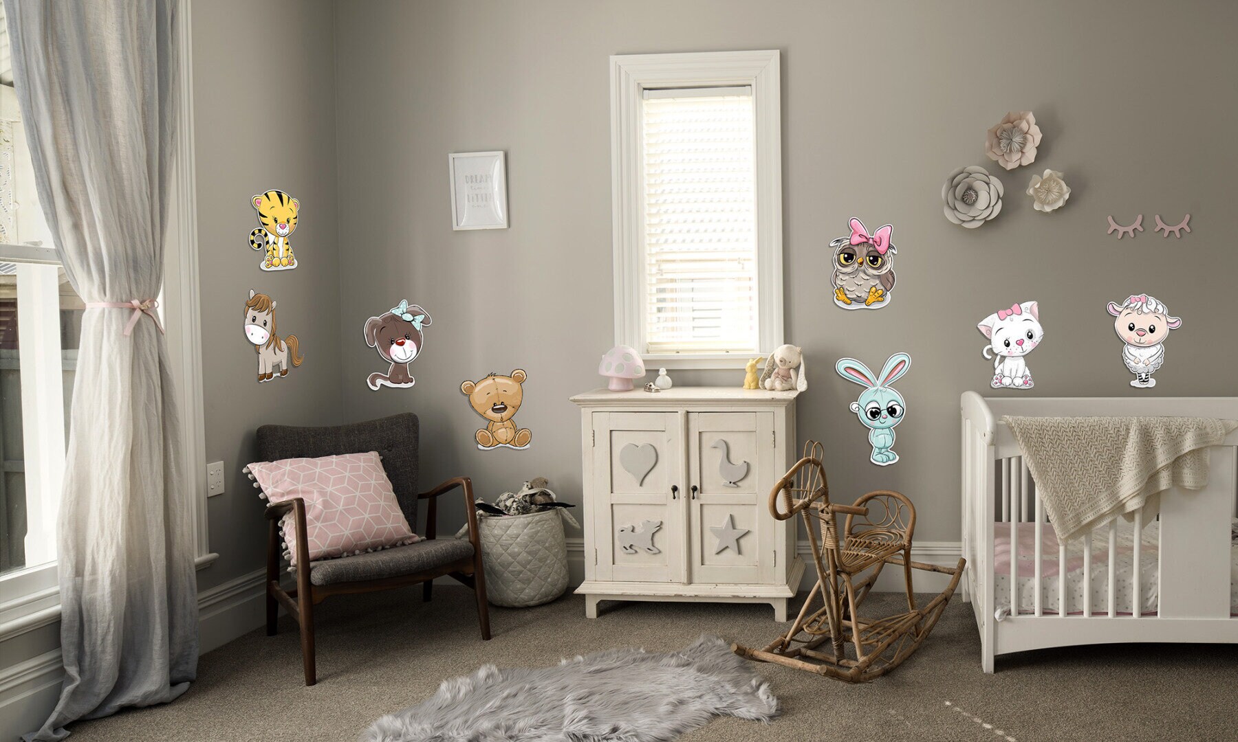 Tijger muurdecoratie voor de kinderkamer - 3D