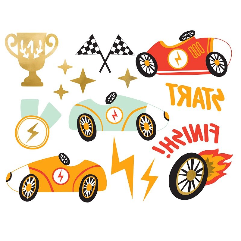 Racer Car - Neptattoos voor kinderen 11 stuks