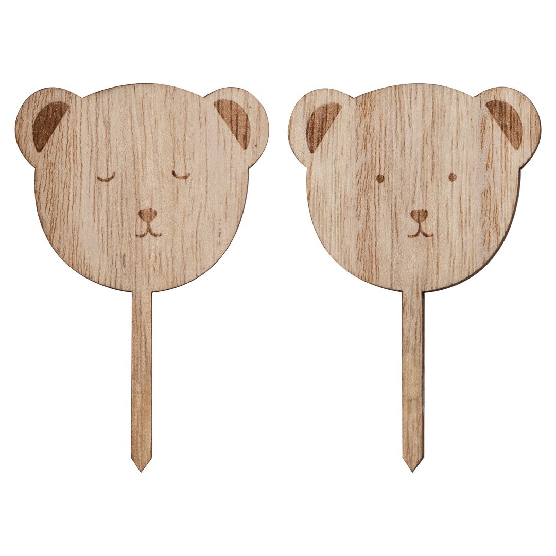 Teddybeer - Caketoppers van hout 6 stuks
