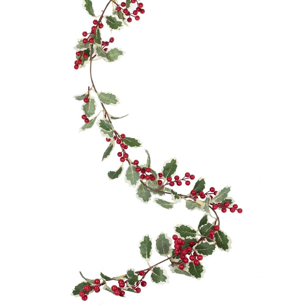 Hulst bloemenslinger met rode bessen 180 cm