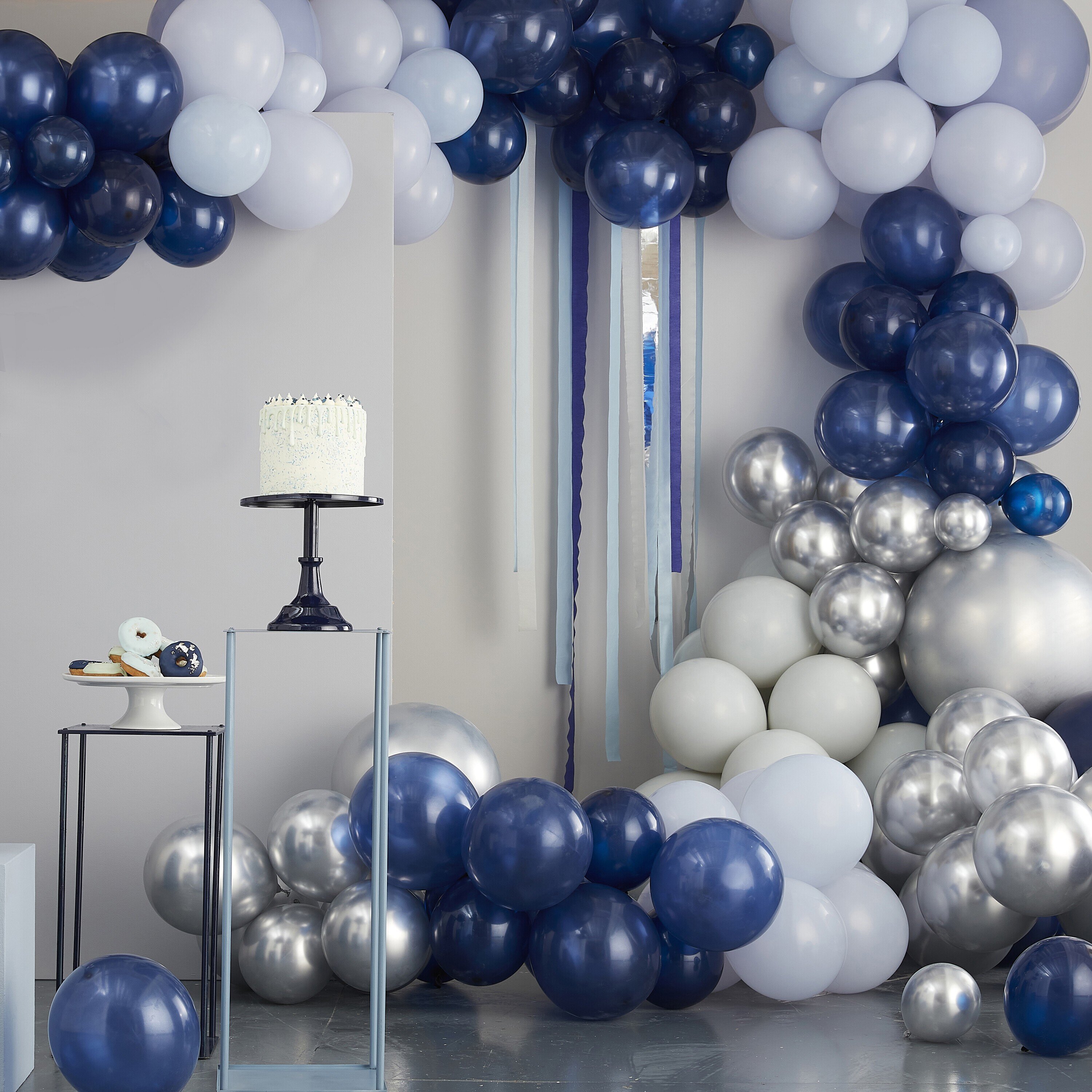DIY Deluxe Ballonnenboog - Zilver, Blauw en Donkerblauw