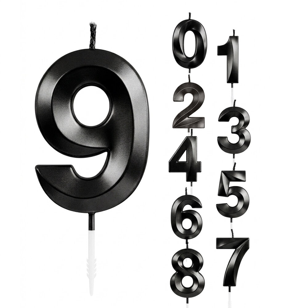 Taartkaars zwart metallic cijfer 0-9
